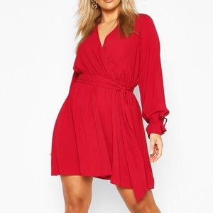 Plus Wrap Tie Waist Skater Dress
